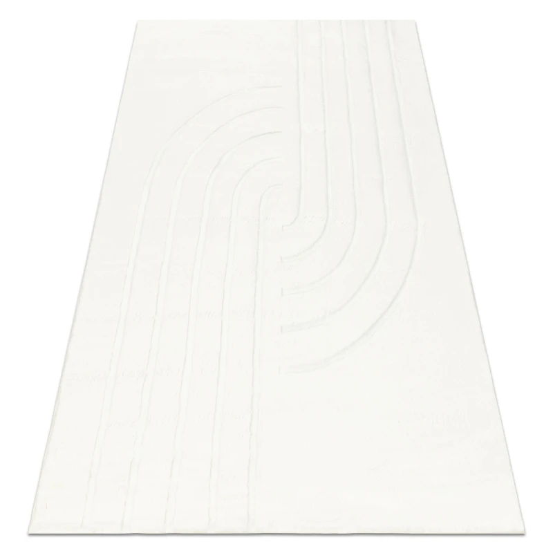 Image of RugsX Curvy White 11 Curves Washable Rug, Structured, Embossed, Plush 160X220 Cm