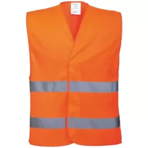 Image of Portwest Unisex High Visibility Two Band Safety Work Vest (LXL) (Orange) - Orange