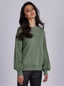 Image of Barbour International Drifting Knitted Crew Neck Top - Army Green
