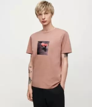 Image of AllSaints Mens Cenotaph Crew T-Shirt, Clay Pink, Size: XXL