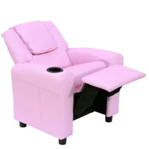 Image of HOMCOM Children Recliner Armchair W/ Cup Holder-Pink