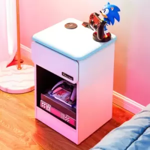Image of X Rocker White Carbon Tek Bedside Table with Wireless charging White