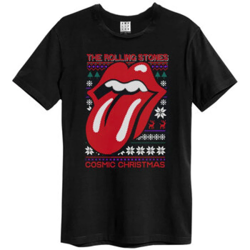 Image of Amplified Amplified Men Cosmic Christmas The Rolling Stones T-Shirt in Black Size: X-Large Black XL Male 5059699801097