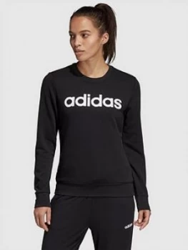 Image of Adidas Essentials Linear Crew Sweatshirt - Black
