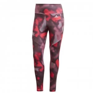 Image of adidas Womens Designed2Move Allover Print Tights - Pink/White