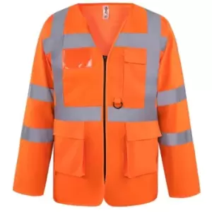 Image of Yoko Mens Executive Hi-Vis Long Sleeve Safety Waistcoat (M) (Hi Vis Orange) - Hi Vis Orange