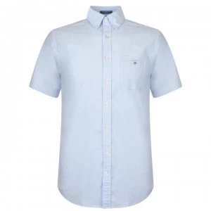 Image of Gant Gant Short Sleeve Plain Oxford Shirt - Capri Blue 468