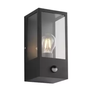 Image of Breton Outdoor Box Lantern Matt Black with PIR Motion Sensor, IP44