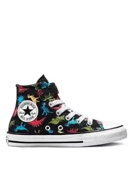 Image of Converse Chuck Taylor All Star 1v Dinosaurs Childrens Hi Top Trainers, Black/Multi, Size 11