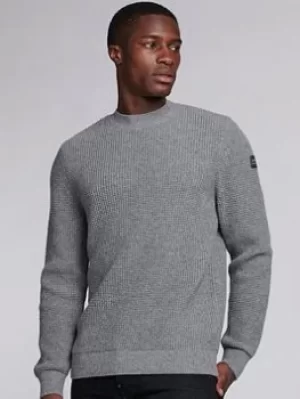 Image of Barbour International Transmission Crew Knit, Grey Marl Size M Men