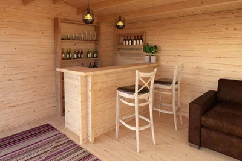 Image of Lasita Maja The Bar-Log Cabin, Wooden Garden Room, Timber Summerhouse, Home Office - H103 Cm