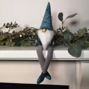Image of 20cm Christmas Gonk Decoration with Starry Hat and Dangly Legs in Teal