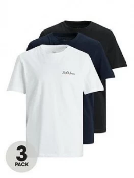 Image of Jack & Jones Junior Boys 3 Pack Logo Tshirts - Multi