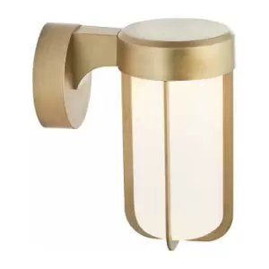Image of Loops - Brushed Gold Outdoor Wall Light & Frosted Glass Shade IP44 Rated 8W LED Module
