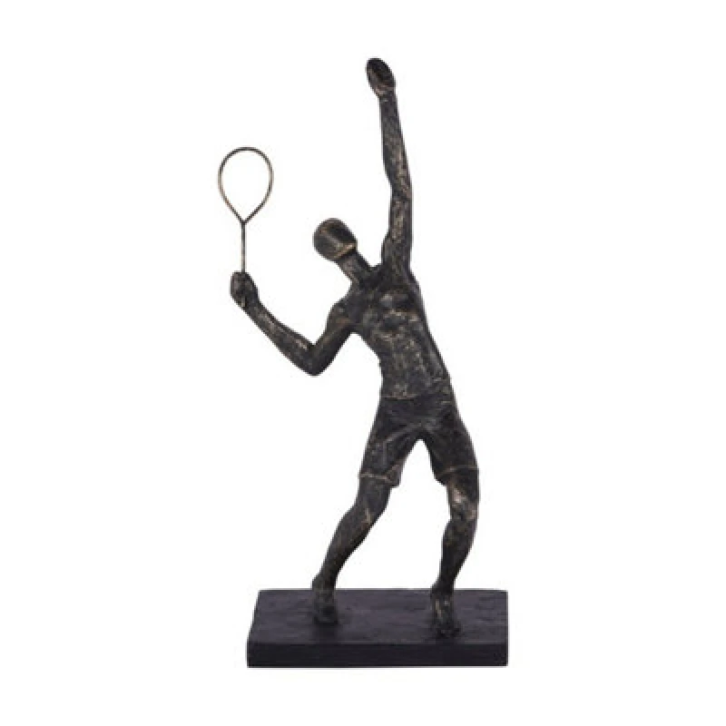 Image of Buttercup Farm Tennis Player Sculpture - Polyresin - L13.8 X W18.2 X H38cm - Bronze