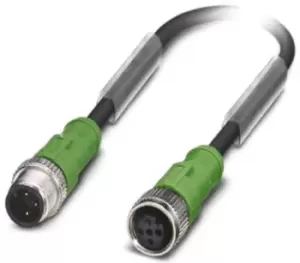 Image of Phoenix Contact, SAC-3P-M12MS/0.6-PUR/M12FS Series, Straight M12 to Straight M12 Cable assembly, 3 Core 600mm Cable
