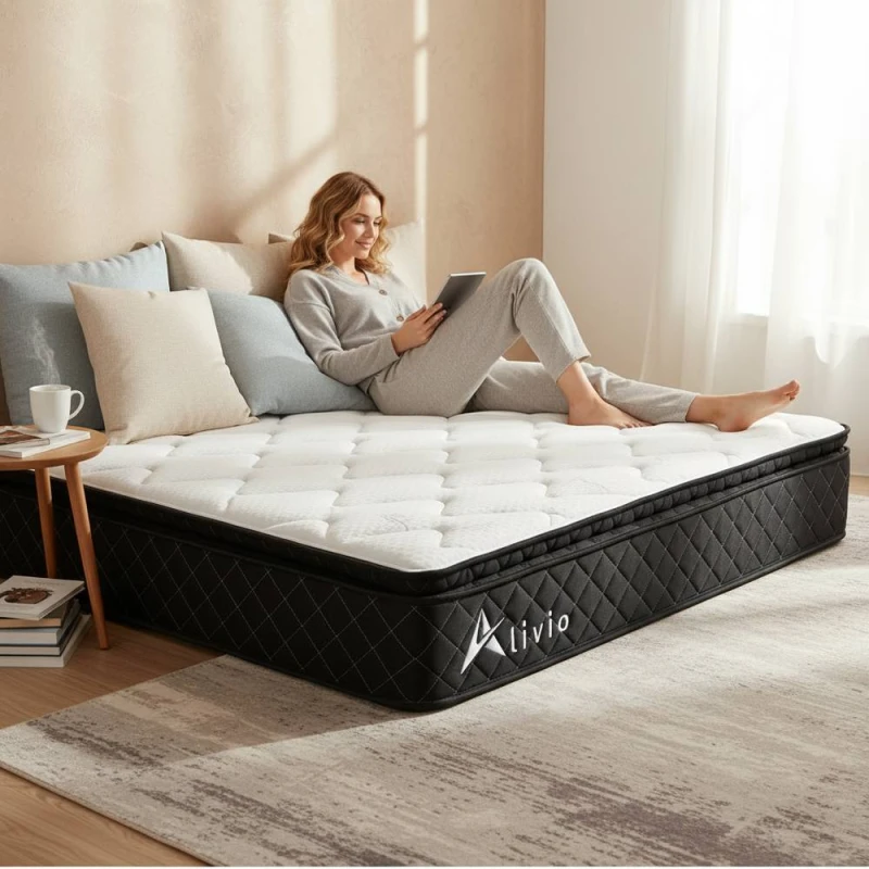 Image of Alivio Breathable Soft Knitted Microfiber Mattress with 7-Zone Support in White Size: Double White Unisex Double