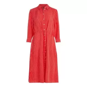Image of Tommy Hilfiger Cupro Rope St Midi Shirt Dress - Red