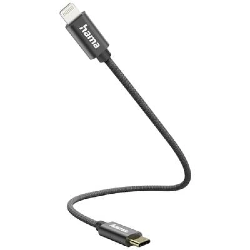 Image of Hama Hama USB charging cable USB 2.0 Apple Lightning plug, USB-C plug 0.20 m Black 00201601 00201601