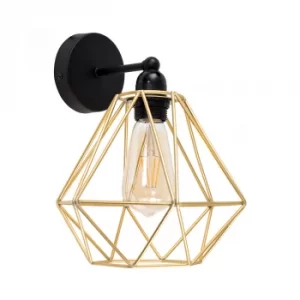 Image of Cambourne Black Steampunk Wall Light with a Gold Diablo Shade