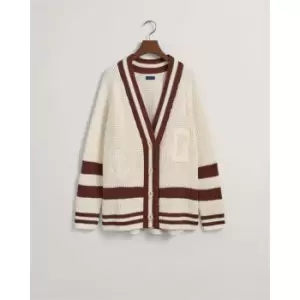 Image of Gant Oversized Gant Varsity Cardigan Cre - Cream