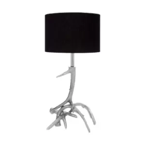 Image of Silver Finish Antler Formation with Black Shade Table Lamp
