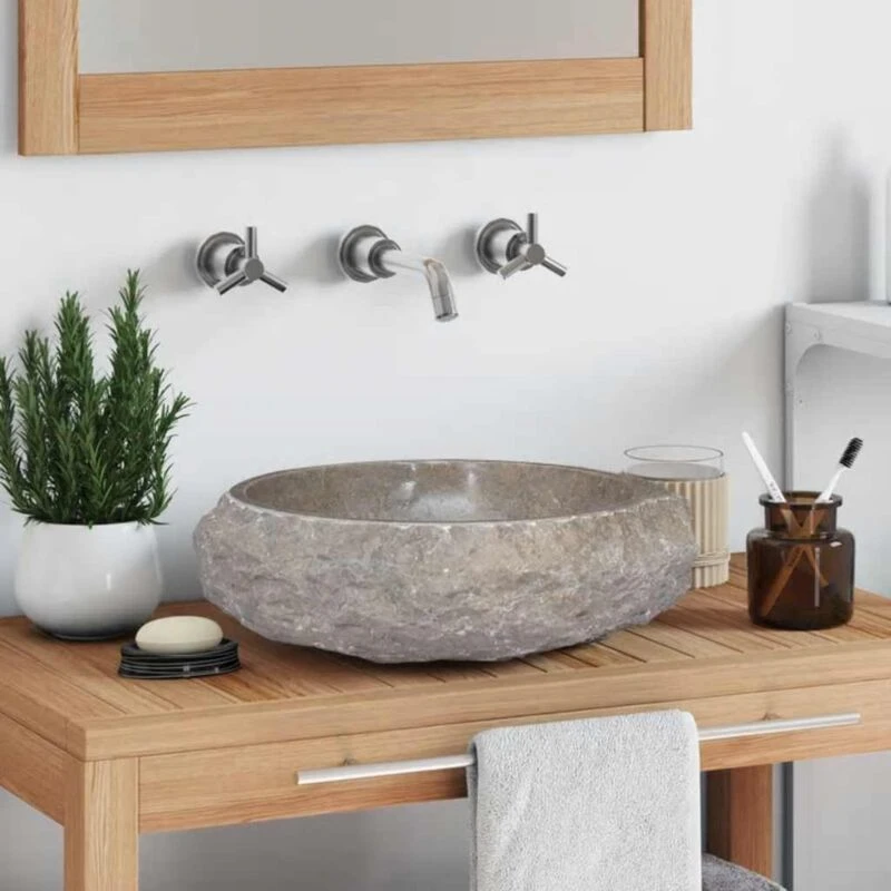 Image of VIDAXL Sink Grey Ø40x12cm Marble Vidaxl 8720286300695