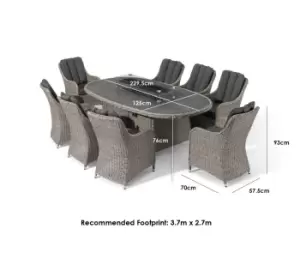 Image of Harbour Lifestyle Santiago 8 Seat Rattan Oval Firepit Dining Set - White Wash