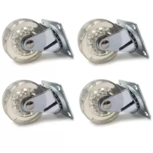 Image of GTV 50mm 35kg Plastic Swivel Castor Wheel Furniture Caster - Clear, Pack of 4