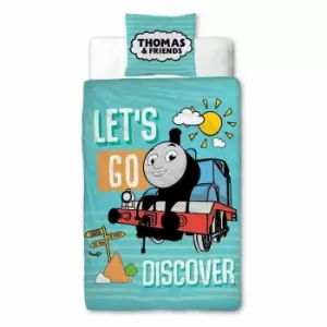 Image of Thomas & Friends Childrens/Kids Discover Panel Duvet Cover Set (Single) (Blue)