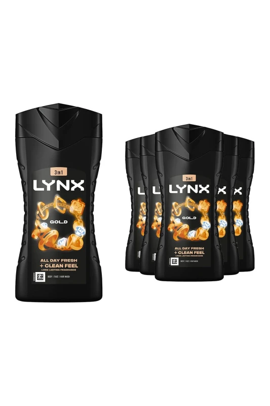 Image of Lynx Gold 12H Fragrance Shower Gel 'Body Wash' for Men, 6x225ml Gold male