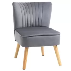 Image of Homcom Luxe Velvet Feel Accent Chair Tub Seat Padding Wood Frame Legs Grey