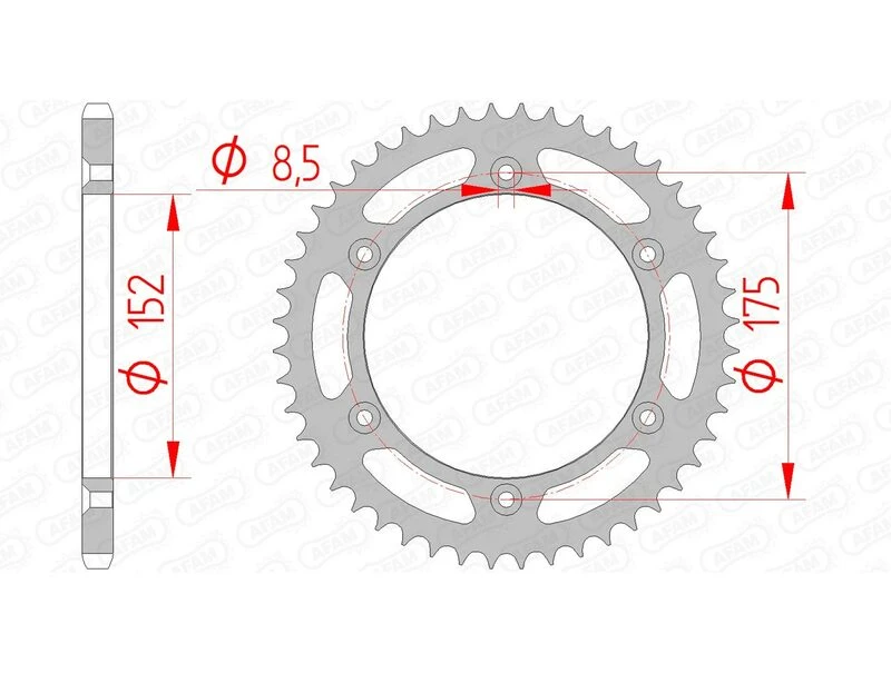Image of AFAM Steel Standard Rear Sprocket 12508 - 520