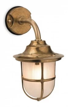 Image of 1 Light Outdoor Wall Light Brass, Frosted Glass IP64, E27