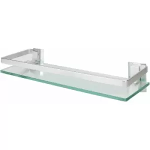 Image of Tempered Glass Shelf with Aluminium Rail 1 Tier M&W - Multi