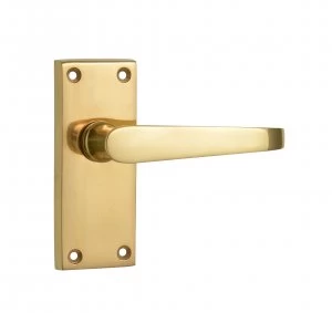 Image of Wickes Rome Victorian Straight Latch Door Handle - Polished Brass 1 Pair
