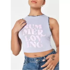 Image of Missguided Summer Loving Graphic Print Vest Top - Purple