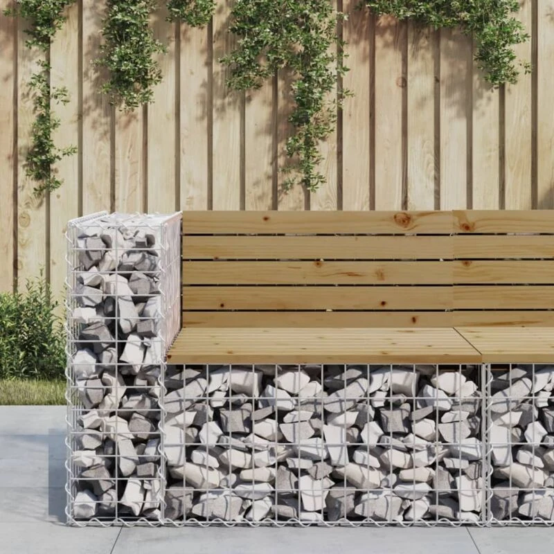 Image of vidaXL Garden Bench Gabion Design 92x71x65.5cm Impregnated Wood Pine, Brown 834382