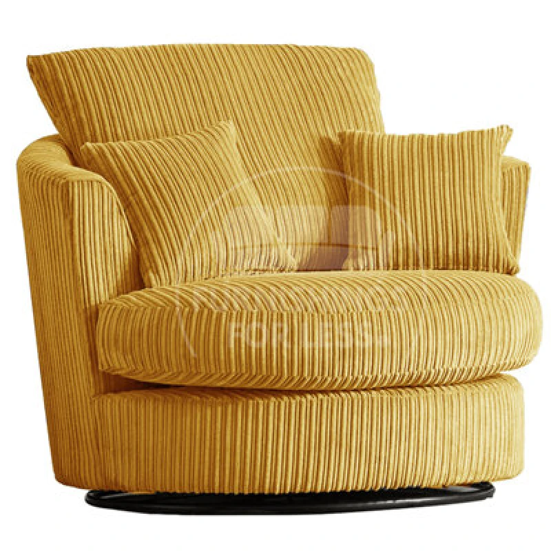 Image of Furnishings For Less UK Luxor Jumbo Cord Mustard Fabric Single Seater 360 Degree Swivel Chair Sofa Accessory