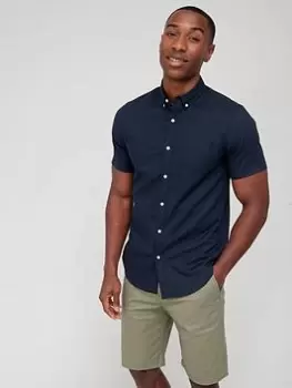 Image of Superdry Studios Linen Short Sleeve Shirt, Eclipse Navy, Size S, Men