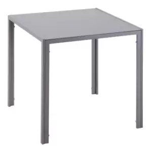 Image of HOMCOM Modern Square Dining Table With Tempered Glass Top And Metal Legs Grey