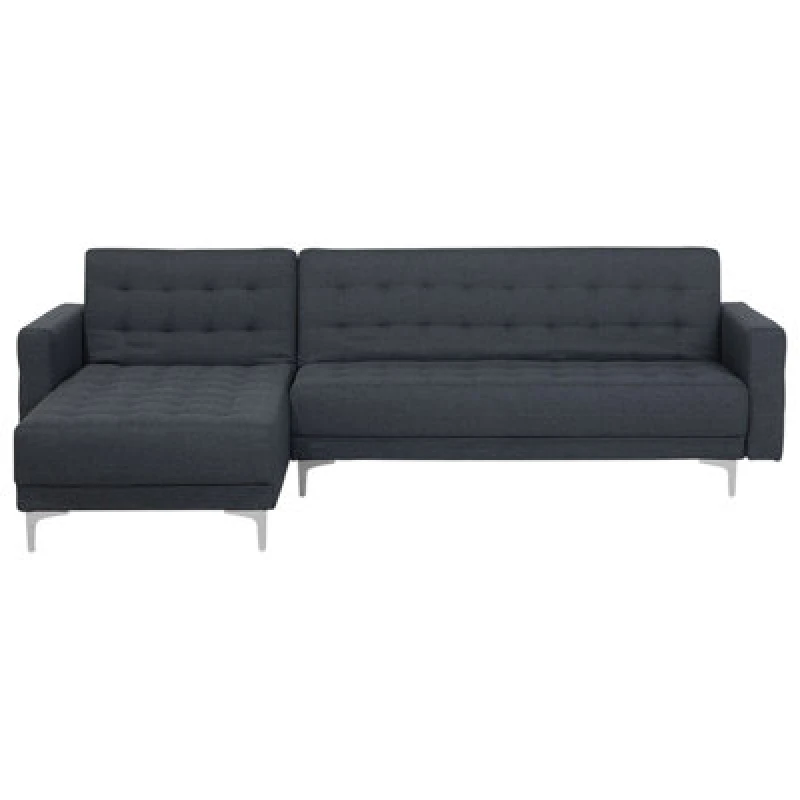 Image of Beliani Modular Corner Sofa Bed 4 Seater Aberdeen Fabric Dark Grey Right Hand