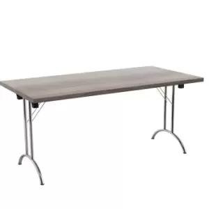 Image of One Union Folding Table 1600 X 800 Silver Frame Grey Oak Rectangular Top