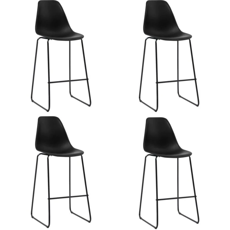 Image of vidaXL 4x Bar Chairs Black Plastic Counter Pub Bar Chair Dining Room Furniture