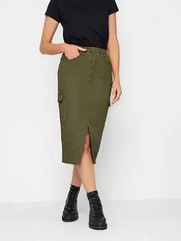 Image of Long Tall Sally Long Tall Sally Khaki Utility Midi Skirt, Green, Size 18, Women