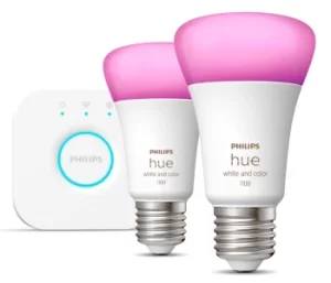 Image of Philips Hue Starter Kit With Coloured E27 Bulb