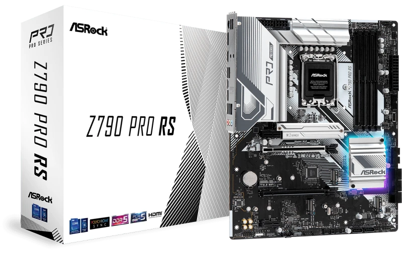 Image of Asrock Z790 PRO RS Intel Z790 1700 ATX 4 DDR5 HDMI DP eDP 2.5G LAN PCIe5 RGB 4x M.2 - Z790 PRO RS