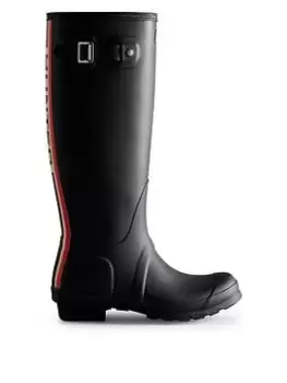 Image of Hunter Original Tall Tri Colour Logo Backstrap Boot - Black, Size 5, Women