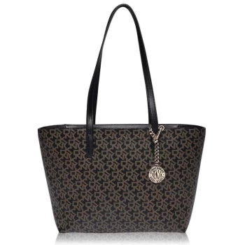 Image of DKNY Coated Logo Medium Shoulder Tote - Ebony Black NHO