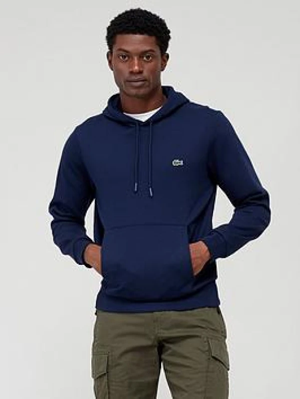 Image of Lacoste Logo Pullover Hoodie Blue Marine M